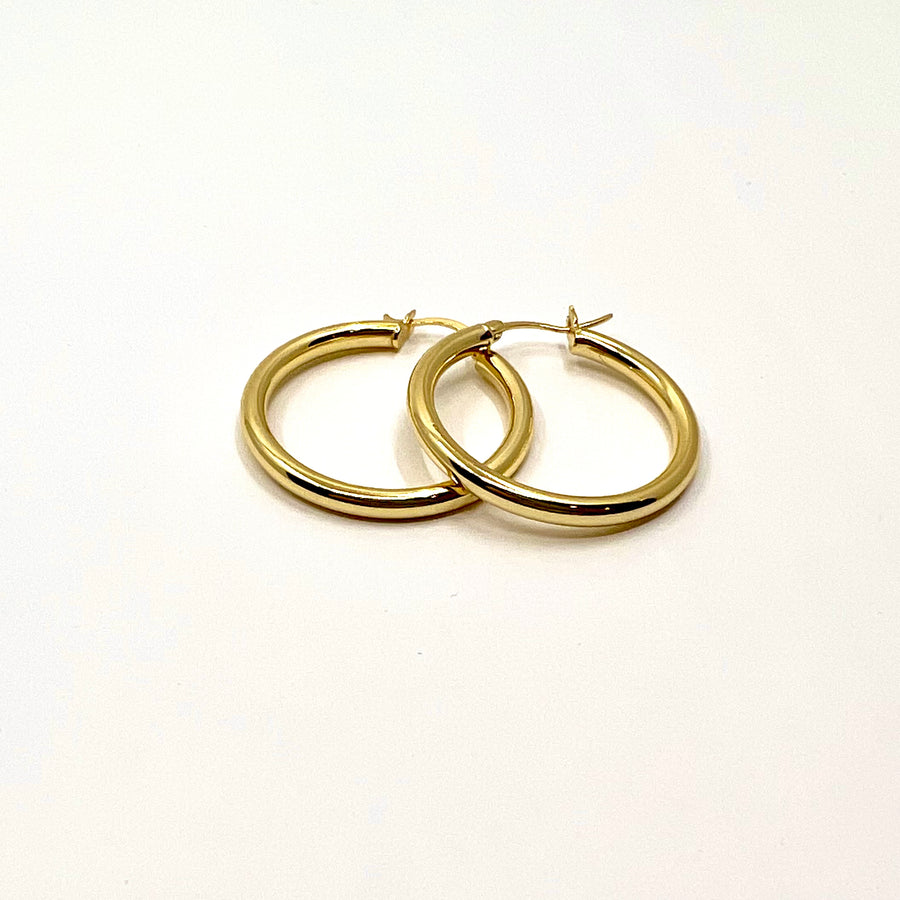 925 - 14k plated gold hoops